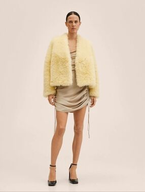 Mango Cream Teddy Jacket Plush Faux Fur